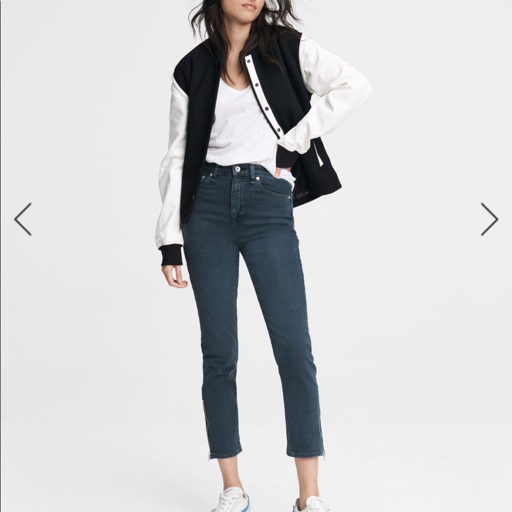 rag & bone Nina High Rise Cigarette Ankle Zip in Minna Dark Gray Jeans